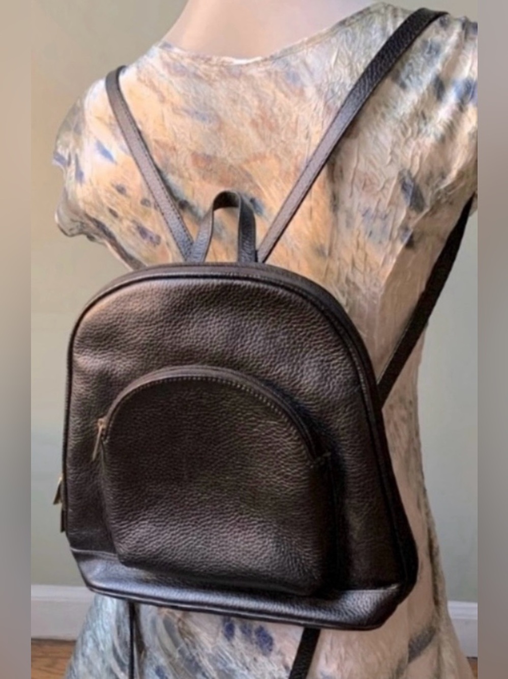 Vintage Muska Milano Pebbled Leather Medium Backpack with flaws
